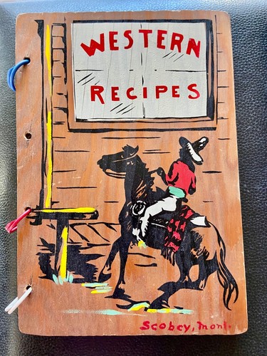 Old West Americana 6 Vintage Handmade Wood Covered Cookbooks cowboys to cookouts - Picture 2 of 18