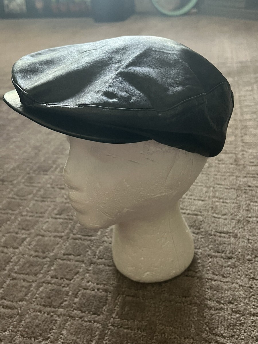 Vintage Leather Limited Genuine Leather Black Newsboy Hat Cabbie Cap Size XL Black Leather 8 Panels Cap, Peaky Blinders Cap, Leather Hat  main image 2