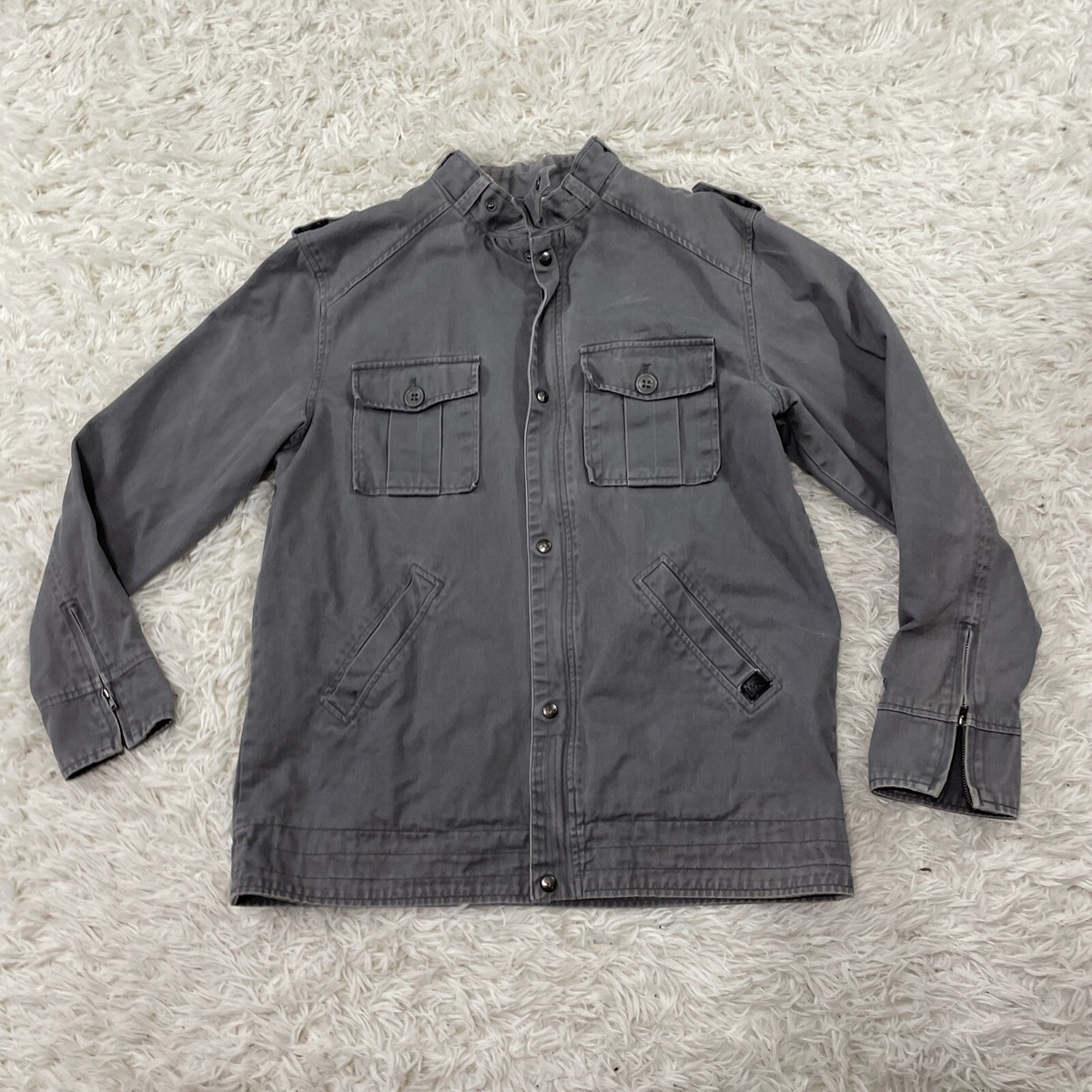 IMPERIAL MOTION Utility Jacket Mens L Twill Gray Grandpa