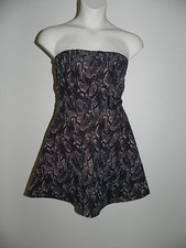Express Dress Size 10 Fit & Flare Black Gold Metallic Strapless NWOT