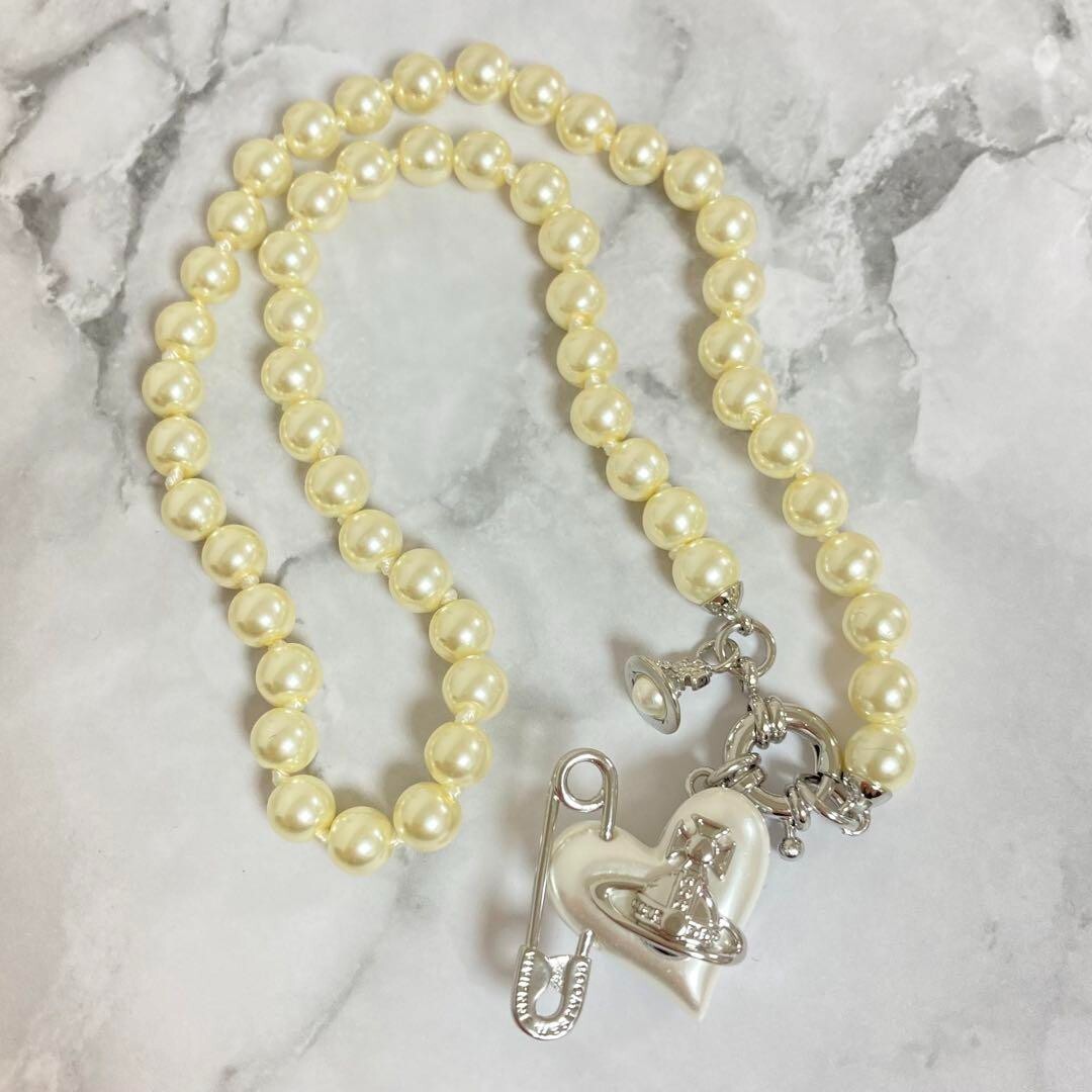 Vivienne Westwood Orietta Pearl Necklace Heart Silver