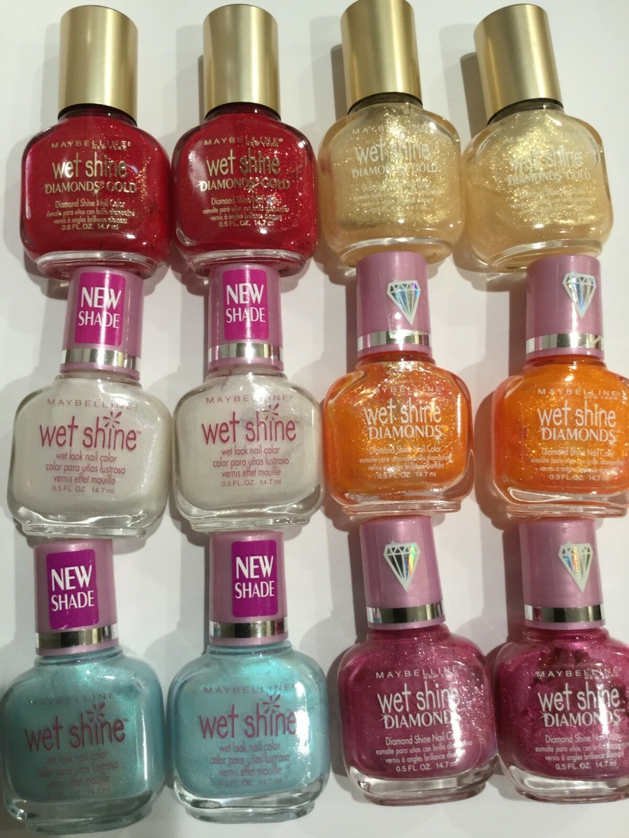LOT OF 12 Maybelline Wet Shine Diamonds Nail Color Polish ASSORTED