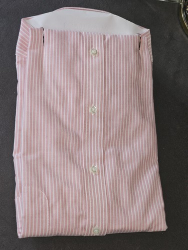 Stafford Mens dress Shirt 17 34/35 Fitted Tailored Culture CORAL PENCIL STRIPE - Picture 8 of 11