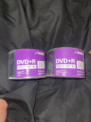 Imation DVD +R 50 Count 16x 2hr New Blank DVDs SEALED 2 Packs