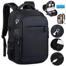 Men Women 16" Backpack Bookbag School Travel Laptop Rucksack Zip Bag USB Port