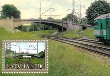 Souvenir sheet of LATVIA 2005 Altanovas str. (Pārdaugava) railway bridge in Riga