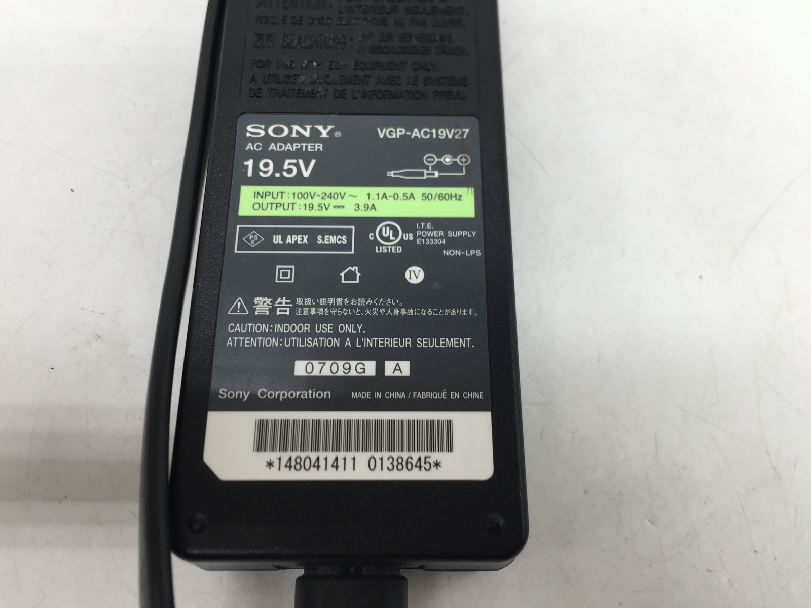 Sony Vaio VGP-AC19V27 19.5V 3.9A 50/60Hz AC Adapter Power Cord FREE S/H