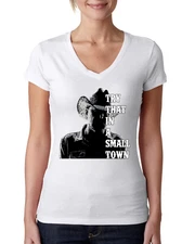 Try That In A Small Town Silhouette Womens Junior Fit VNeck Tee