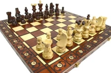 The Wholesale Chess Lublin European Chess Set - Brown