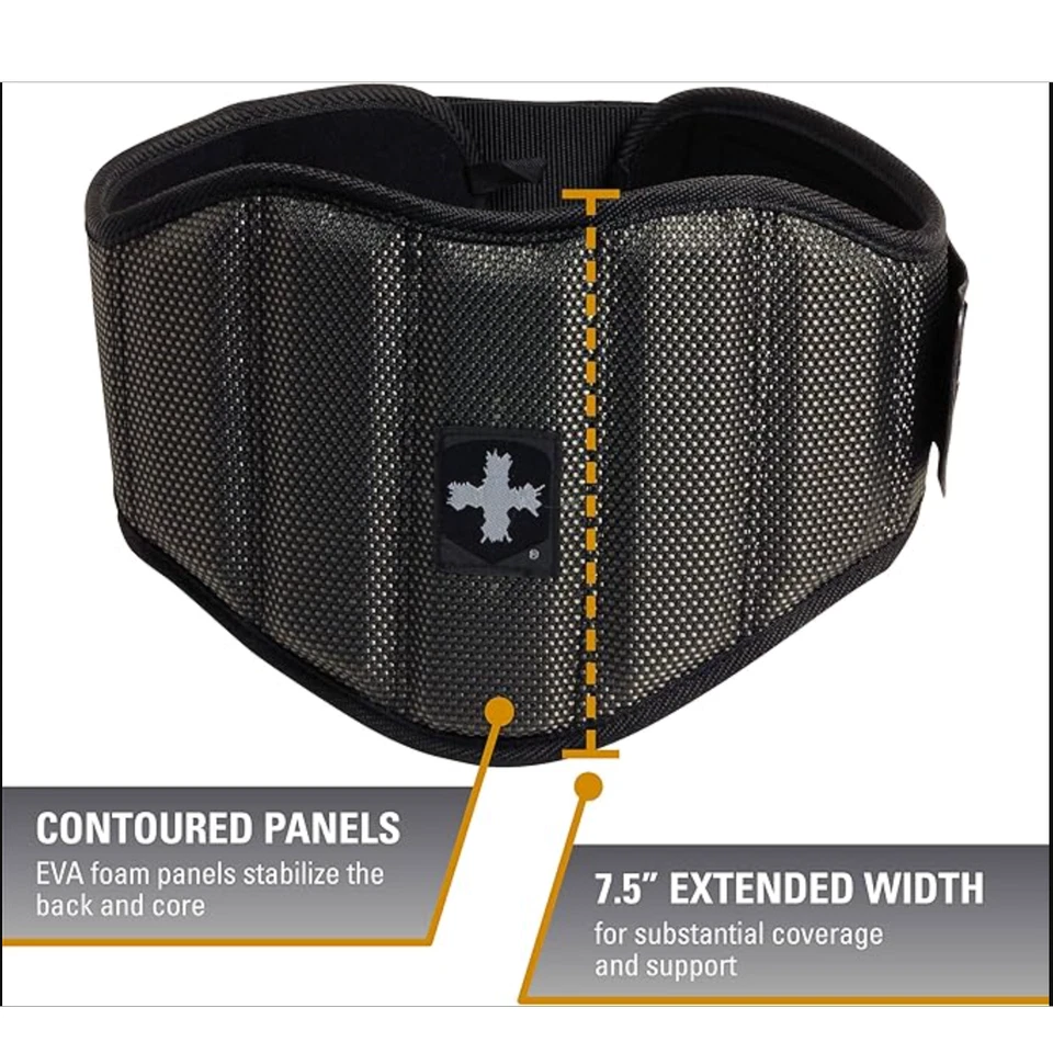 Cinturón de levantamiento de pesas Harbinger para hombre ajuste firme 7,5 pulgadas negro gris contorneado talla M Foto 4 de 4