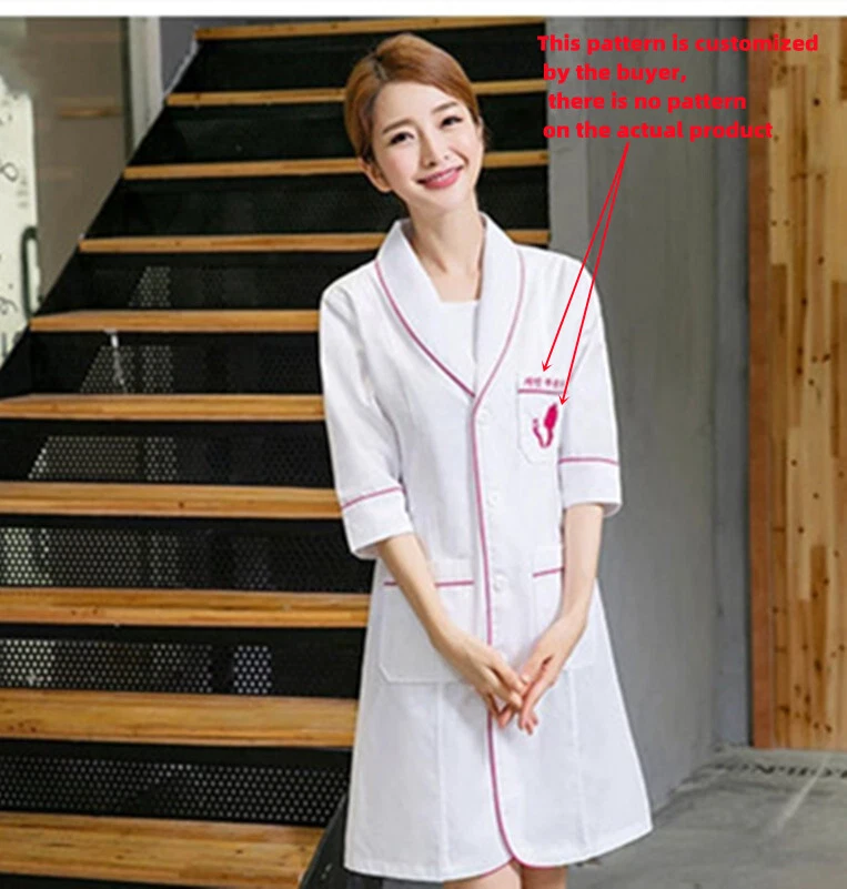 Women Nurse Female Doctor White Dress Beautician Lab Coat Work Clothes - Image 4 of 4
