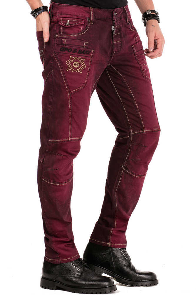 Jeans Uomo Cipo & Baxx Straight Leg C-0768: Cotone Robusto Con Dettagli A Cerniera E Rivetti