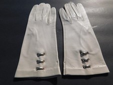  DESIGNER LADIES BEIGE LEATHER DRESS GLOVES UNLINED SIZE 6