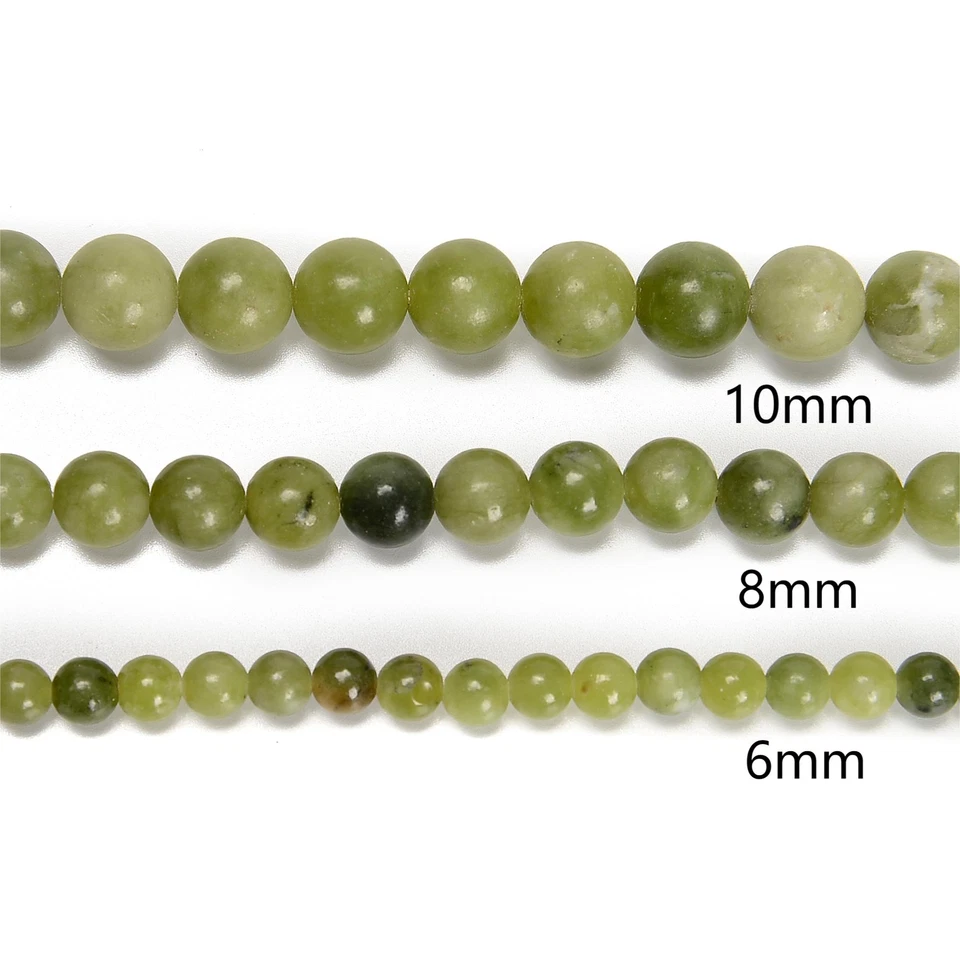 Cuentas redondas lisas de jade verde chino natural 4 mm 6 mm 8 mm 10 mm 15,5"" hilo Foto 4 de 4