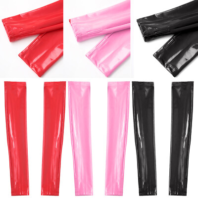 Damen Fingerlose Handschuhe Glänzend Armstulpen Lackleder Handstulpen Zubehör