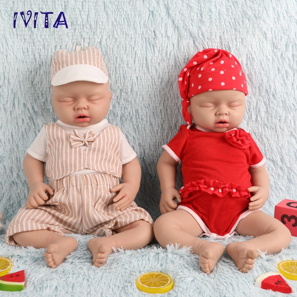 IVITA 20'' Junge or Mädchen Schlafende Infant Doll Silikonpuppe Frühgeborene - Bild 4 von 4