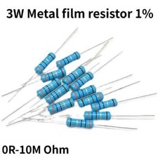10Pcs 3W Metal Film Resistor 1 Power Resistor 0R-10M 1K 2K 10K 100Ohm