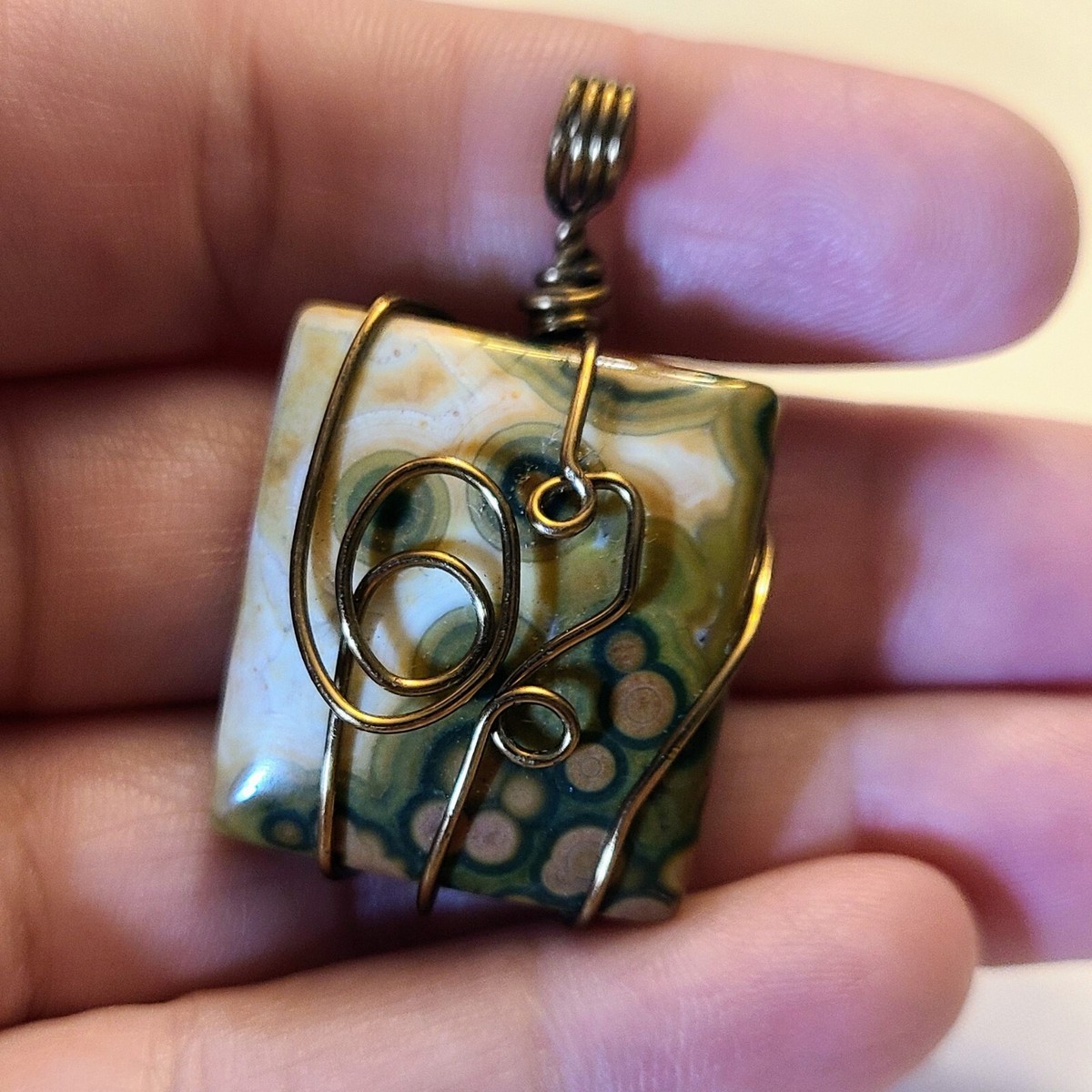 Rectangle Wire Wrapped Pendant Square Stone Pendant Wire Wire Wrap