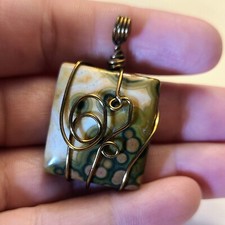 Copper Wire Wrapped Stone Pendant