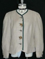 Beige LINEN JACKET Coat Women Summer German Hunting Riding / Bust 41" / 42 10 M