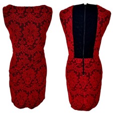 Alice + Olivia Red & Black Lace Sheath Dress Dark Feminine 4