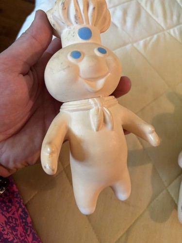 Pair 1971 Pillsbury Doughboy Doll Rubber Figurine 7" ORIGINAL No Res - Picture 9 of 16