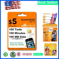 Bring Your Own Phone: Prepaid SIM Card - $5 Plan with 5G LTE Nationwide Coverage