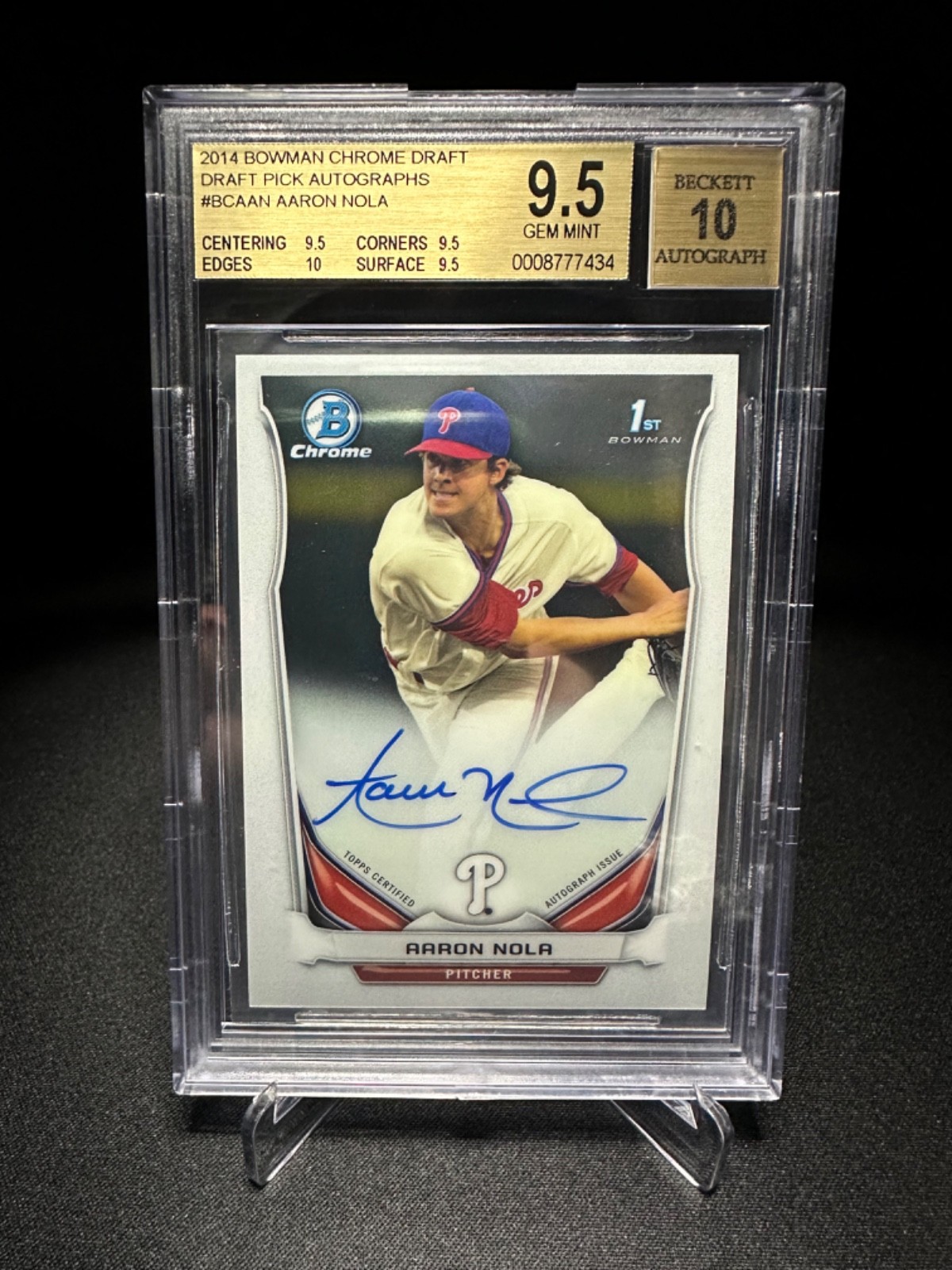 Aaron Nola - 2014 Bowman Chrome Draft 1st Bowman Autograph - BGS 9.5/10 - BCA-AN