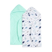 2 Pack Hooded Baby Towels, 100 Muslin Cotton 6-Layer Ultra Soft Breathable A...