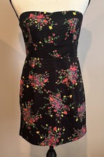 Free People Poison Apple Black Floral Mini Dress Women’s Size 4 Full Zip