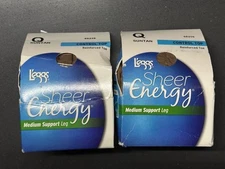 Leggs Sheer Energy Medium Support Leg Q Suntan Control Top (Pack of 2)