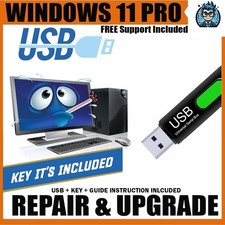 USB Compatible with Windows 11 professional 64 Bit USB With Key, Recovery, Re...
