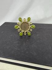 Small Neiman Marcus Jay Strongwater Mini Picture Frame Clip Brooch Green