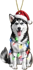Husky Dog Christmas Ornament 2025 – Poplar Wood Double-Sided Siberian 