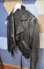 AllSaints Black Leather Biker Jacket Women’s US 2 UK 6 Moto Zip Silver Hardware