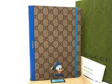 GUCCI Disney x Donald Duck GG PVC Leather Notebook Brown Blue New Unused