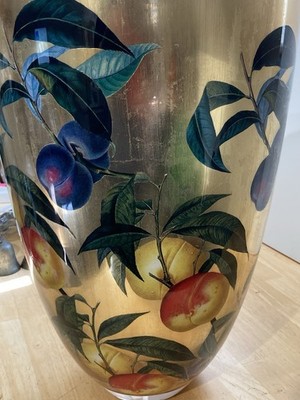 Scott Potter The Gilded Home Large Gold Under Glass Decoupage Vase 17''H-12''W