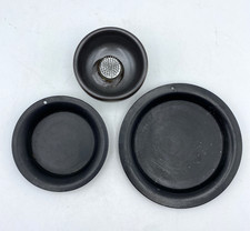 Ikebana Vase w/ 2 Metal Under Plates Pin Flower Frog Brown Metal Japanese