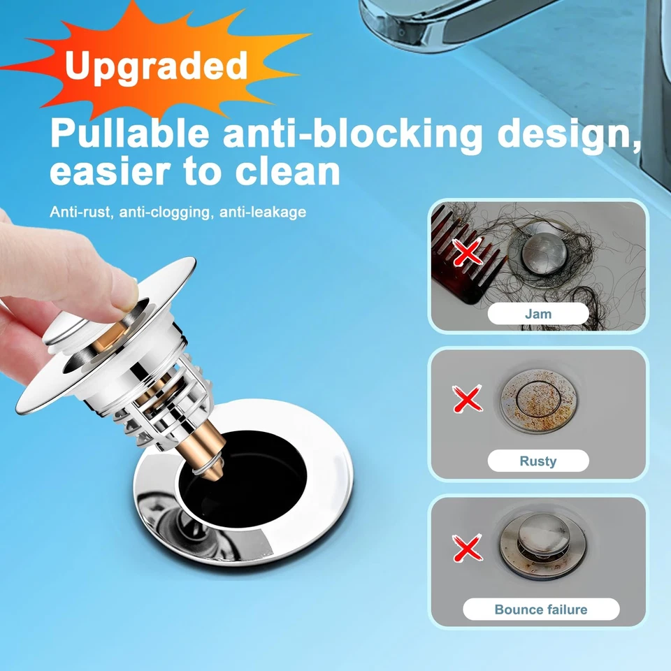 Bonde de Lavabo Amélioré 2 Pièces, Bouchon Baignoire Universel avec 2 Joints,... - Photo 2/4