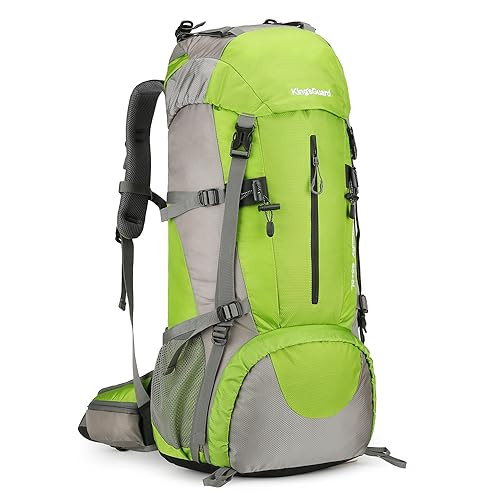 70L Camping Hiking Backpack with Rain Cover Waterproof Backpacking Green