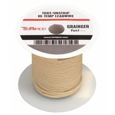 Tempco Ldwr-1023 High Temp Lead Wire, Tggt, 12 Awg, Natural, 100 Ft