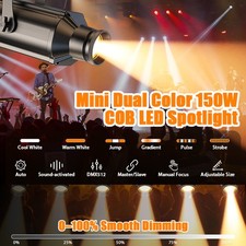 Dual-Color Spot Light 150W COB Beam Stage Light DMX Show Party Disco DJ Lighting