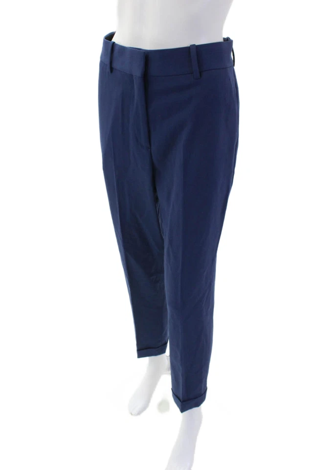 Pantalones Reiss para mujer mezcla de lana a medida ajustados pierna recta cremallera azul talla 2 Foto 2 de 4