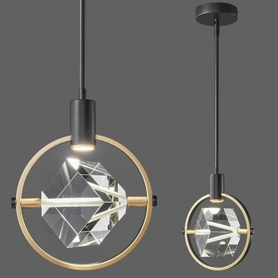 Black & Gold Ceiling Crystal Pendant LED Light, Dimmable, 1 PC. #4930