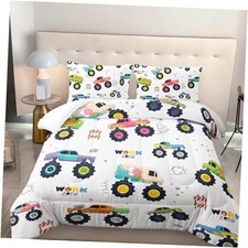 Kids Comforter Set for Boys,3 Pieces Bedding Twin Cartoon Monster Car