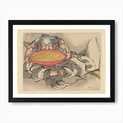 Sakata Kintoki Drinking Sake Wine,  Framed Wall Art Poster Canvas Print Picture