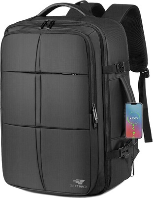 TOTWO Travel Backpack, Extra Large 55L Carry On Backpack Flight Black 