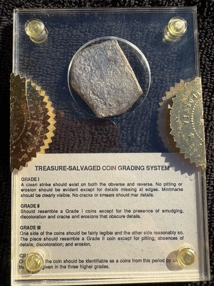 Серебряная монета испанского кораблекрушения 8 реалов Джоанна сертифицированная плита 1600-е пиратская - Изображение 4 из 4