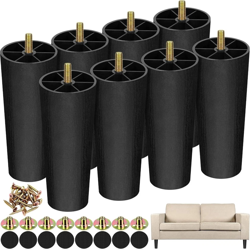 Durable 6-Inch Replacement Sofa Legs Set with T-Nuts - Enhance Your Furniture - Image 3 of 4