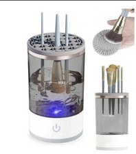 Electric Makeup Brush Cleaner Cleaning Machine, Round Shape, White/Gray Colors